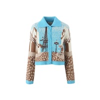Lapel Single Breasted Long Sleeve Knit Sweater - Thumbnail 2