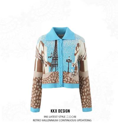 Lapel Single Breasted Long Sleeve Knit Sweater