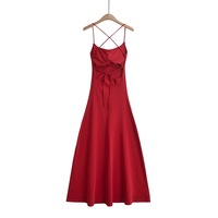 Hot girl slim sexy breast pad suspender long skirt - Thumbnail 1