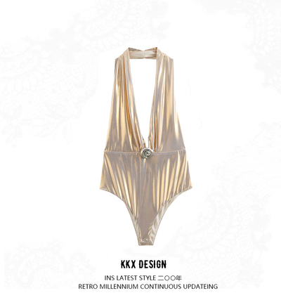 Fashionable and versatile sleeveless printed tube top tulle jumpsuit