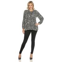 White Mark Women's Printed Peasant Chiffon Blouse - Thumbnail 2