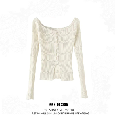Pearl single breasted slim fit hem front slit top