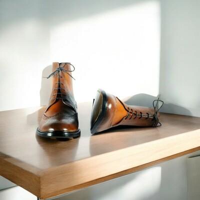 Ankle high brown leather boot – classic style & comfort