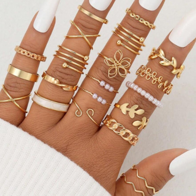  women vintage geometric ring set charm finger ring female boho jewelry  