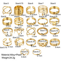 Gold Silver Geometric Ring Sets  - Thumbnail 2