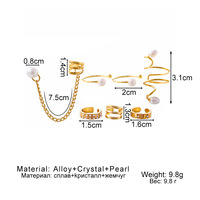 Female Creative Fashion Jewelry Earrings Pearl Tassel Chain Ears Clip Se For Girls Gift - Thumbnail 4