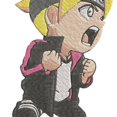 Anime embroidery pattern naruto chibi scream