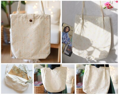Handmade Floral Tote Bag, Cute & Aesthetic Flower Tote Bag Summer, Vintage Gift for Women, Back To School Bag, Daisy Crossbody Bag
