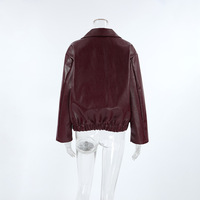 Vintage motorcycle style burgundy leather jacket - Thumbnail 2