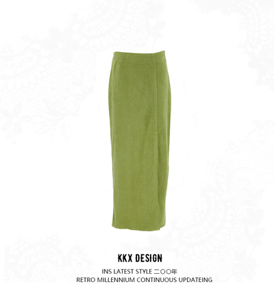 Avocado Green Suede Skirt