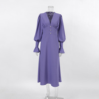 Waist-length purple A-line dress - Thumbnail 3