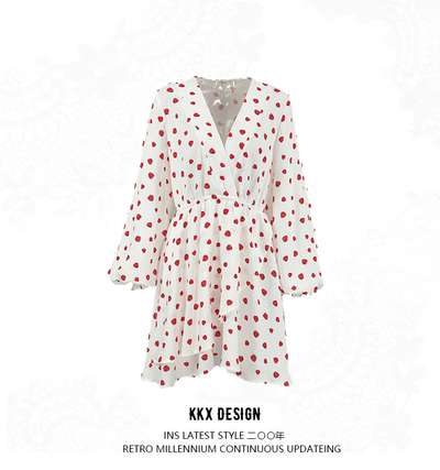 Crepe cotton strawberry print dress