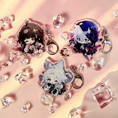 Honkai: star rail character keychains with small charm - ultra high quality - feixiao / moze / lingsha - patch 2.5