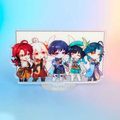 Genshin impact - anemo family portrait - 5.5x3.5in - ultra-heavy duty 5mm acrylic print - feat. venti, heizou, kazuha, wanderer, xiao!