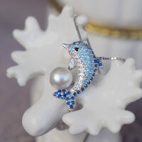 Dolphin- 925 Sterling Silver Pendant Natrual Freshwater Pearl Pendant For Kids for Lady Great Gift Exquisite Gitt - Thumbnail 3