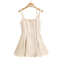  hot girl sexy square neck waist A-line short skirt - Thumbnail 2