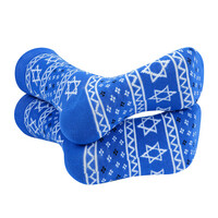 Men's Star of David Hanukkah Novelty Socks Blue and White Star of David Gift - Thumbnail 2