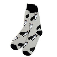 Men's Novelty French Bulldog Grey Socks Dog Lovers Socks Mans Best Friend Great Gift for Dog Owners - Thumbnail 1