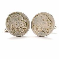 Famous Native American Nickels Cufflinks Nickels from the Old West Minted in US from 1913-1938 Readable dates Gift for Dad America Frontier Bison - Thumbnail 3