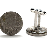 Native American Head Bison Nickel Cufflinks Minted in 1913-1938 United states Early Coin Cuff Links Backing America Frontier - Thumbnail 3