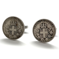 Rare Italy Coin Cufflinks Authentic 20 Centesimi Marcos 1918-1920 Villa Italy Tie Tack Lapel Pin Italia Rome Italian Coin Naples Venice Rome - Thumbnail 3