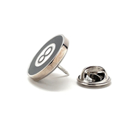 Eight Ball Lapel Pin - Black and White Enamel | Lucky 8 Pool Table Champion Tie Tack - Thumbnail 1