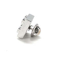 Silver Building Block Lapel Pin Block King Brick Nerdy Party Master Enamel Pin Engineer Tie Tack Pin - Thumbnail 3