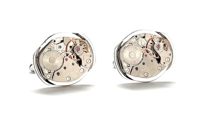 Watch Movement Cufflinks Silver Gold Working Parts Cuff Links