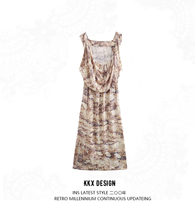 Vintage Animal Print Sleeveless Dress