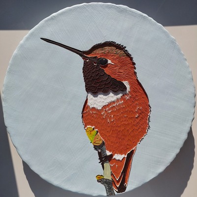 Hummingbird. paint сarving