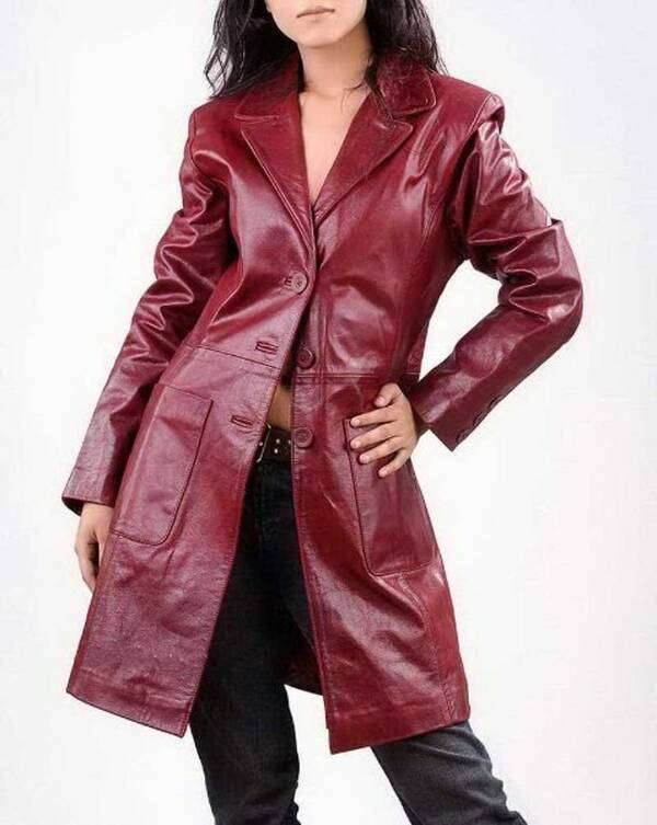 Vintage Leather Trench Coat Leather Coat Women