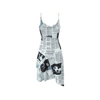 Retro Print Slim Sexy Backless Irregular Hem Dress - Thumbnail 1
