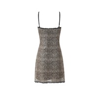 Low-cut V-neck personality nightclub sexy hot girl lace edge snake pattern suspender dress - Thumbnail 1