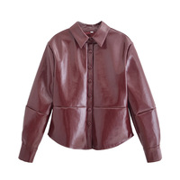 Shiny faux leather shirt jacket - Thumbnail 2