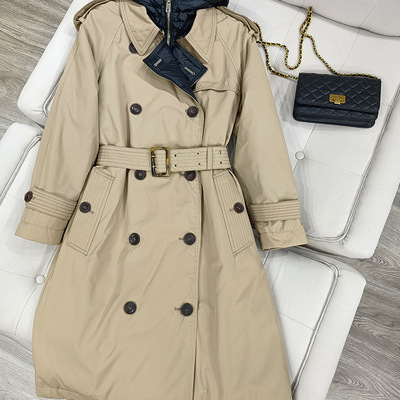 Autumn winter elegnt white duck down long jacket hooded