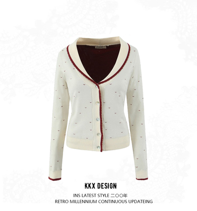 Deep V collar long sleeve sweater
