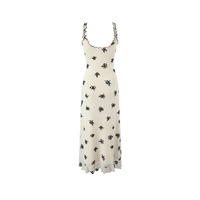 Deep V-neck ruffled suspender dress - Thumbnail 1