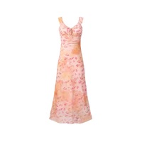 Long suspender dress French style sweet floral slim dress - Thumbnail 2