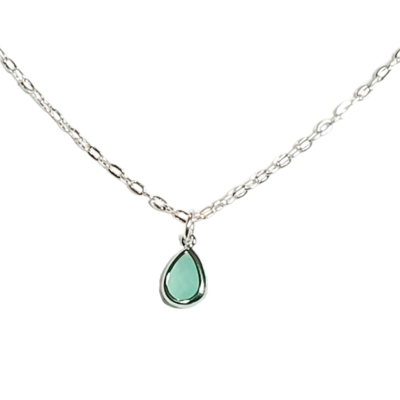 Dainty minimalist dusty green teardrop necklace for layering