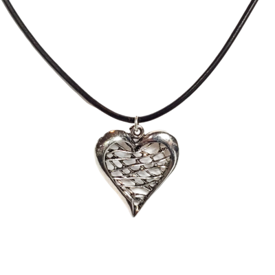 Cross hatch leather necklace