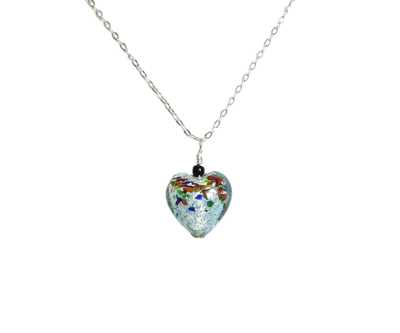 Blue Lampwork Heart Necklace