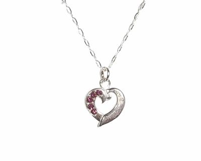 Garnet Rhinestone Heart Necklace