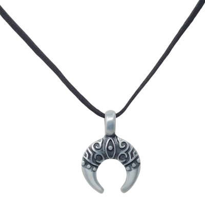 Tribal crescent moon with eye pendant necklace