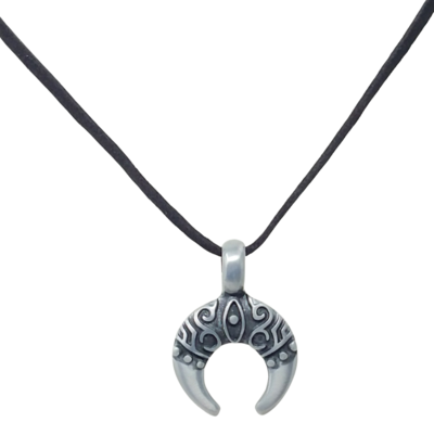 Tribal Crescent Moon with Eye Pendant Necklace