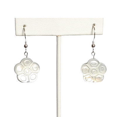 Shell flower earrings with sterling silver hooks
