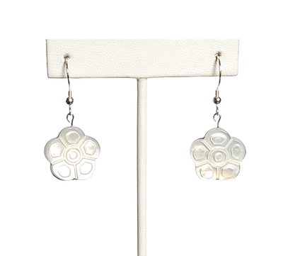 Shell Flower Earrings with Sterling Silver Hooks