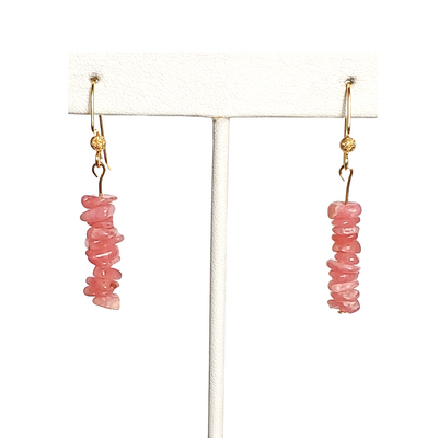 Inca rose rhodochrosite chip earrings
