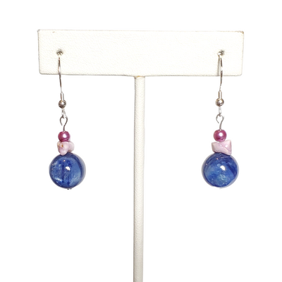 Cebu beauty shell and blue kyanite earrings