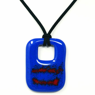 Lava in the ocean fused glass necklace