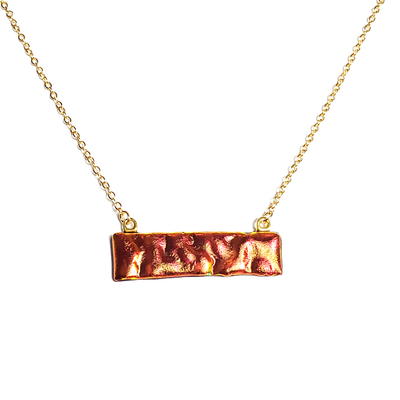 Dichroic red lava fused glass bar necklace - Thumbnail 1